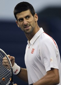 Di babak perempatfinal, petenis Serbia ini akan menghadapi rekan senegaranya, Janko Tipsarevic, atau Tommy Haas. REUTERS/Aly Song.