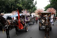Beberapa warga duduk di bangku penumpang delman. Mereka kebanyakan adalah anak-anak dan orang tuanya. Ramses/detikcom.