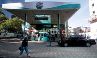 SPBU di kota Seoul.Warga sangat menyukai produk nasional mereka seperti Hyundai.