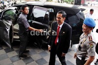 Joko Widodo (Jokowi) tiba di Mapolda Metro Jaya, Jakarta.