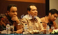 Anies Baswedan, Chairul Tanjung dan Maruarar Sirait yang menjadi narasumber memberikan pandangannya mengenai makna Implementasi  Sumpah Pemuda dalam Pertarungan Globalisasi. Ramses/detikcom