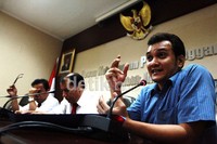 Said Salahudin memberikan penjelasan dalam jumpa pers di kantor Badan Pengawas Pemilu (Bawaslu).