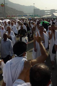 Sekedar mengacungkan tangan, tidak cukup efektif sebab hanya bagian terdepan yang bisa melihatnya.