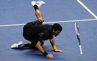 Hasil ini membuat Djokovic untuk sementara memimpin Grup A. Sementara Andy Murray duduk di posisi kedua. REUTERS/Kieran Doherty.