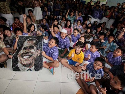 Nobar Pilpres AS di SD Obama Menteng