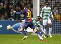 Memiliki penguasaan bola hingga 72 persen, Barca gagal menjebol kuatnya pertahanan Celtic. REUTERS/Russell Cheyne.