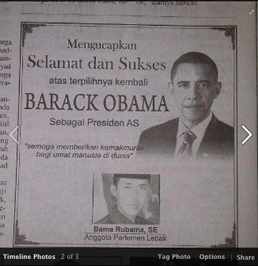 Bama Rubama & Iklan Selamat Kepada Obama yang Menghebohkan