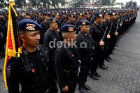 Brimob merayakan hari jadinya yang ke-67 di Markas Korps Brimob Kelapa Dua, Depok. Ramses/detikcom.