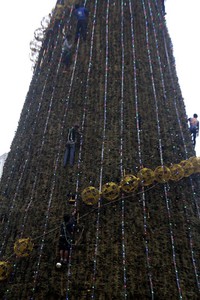 Pohon tersebut dihiasi lampu lampu. Gus Mun/detikcom.