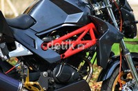 Pemilihan warnanya juga cukup ciamik yang dipadukan dengan warna Ducati terutama dibagian rangka yang dicat merah.