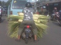Pengendara motor sampai tidak terlihat. (Foto: Hendra Gunawan)