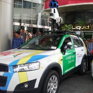 Pemandangan Google Street View di Jakarta, Macet?
