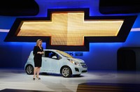 Chevrolet Spark EV. Mobil listrik dari pabrikan As ini siap dijual di California, Oregon, Kanada, dan Korea Selatan. Kevork Djansezian/Getty Images/AFP.