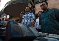 Kasat Narkoba Gembong Yudha memberikan keterangan kepada wartawan.