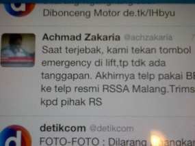 10 Pengunjung RSSA Terjebak di Lift Saat akan Naik ke Lantai 4