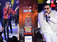 Tahun ini, perayaan tahun baru di Times Square, New York, Amerika Serikat dimeriahkan oleh Taylor Swift, Psy, dan bintang lainnya. (Mike Coppola/Getty Images).