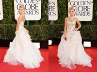 Julianne Hough terlihan anggun dengan gaun mewah rancangan Monique Lhullier. Jason Merritt/Getty Images.