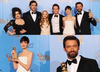 'Les Miserables' mendapatkan piala Golden Globe lewat Anne Hathaway dalam kategori Best Supporting Actress, Hugh Jackman Best Actor in a Motion Picture Comedy or Musical, serta kategori Best Motion Picture Comedy or Musical. Kevin Winter/Getty Images.
