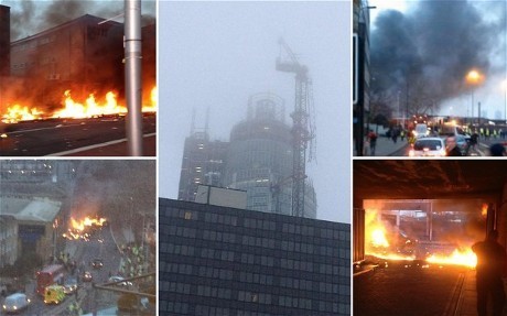 Duh! Helikopter Jatuh & Terbakar di Pusat Kota London