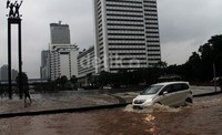 Jalan di sekitar Bundaran HI masih tergenang. Gusmun/detikcom.