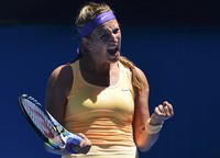 Petenis Rusia berusia 27 tahun ini maju ke semifinal setelah mengalahkan Svetlana Kuznetsova straight set, 7-5 dan 6-1. Reuters/Toby Melville.