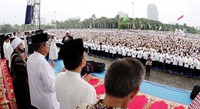 Peringatan maulid Nabi Muhammad SAW ini dihadiri ribuan umat Muslim. (Setpres).
