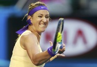 Duel Azarenka versus Li di Rod Laver Arena, Sabtu (26/1/2013) sore WIB, berjalan seru sepanjang 2 jam 40 menit. REUTERS/Tim Wimborne.