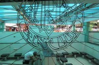 Tempat wudhu yang khas dengan teralis bertuliskan kaligrafi. Pemandangannya seperti masjid Indonesia pada umumnya, padahal ini ada di Bangkok (Fitraya/detikTravel)