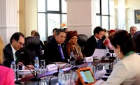 Presiden SBY menegaskan bahwa agenda pembangunan dunia pasca 2015 harus mempertimbangkan capaian tujuan pembangunan milenium atau MDGs. (Setpres).