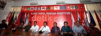 Ketua Umum Partai Keadilan dan Persatuan Indonesia (PKPI) Sutiyoso menggelar jumpa pers terkait peleburan 17 partai menjadi PKPI.
