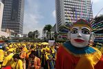 Karyawan Indosat Demo di Bundaran HI