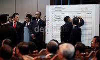 Proses penghitungan suara di mana M. Saleh memperoleh 22 suara.