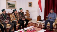 Kedatangan HMI dipimpin Noer Fajriansyah. Ada juga Sekjen serta sejumlah pengurus HMI lainnya. Rusman/Setpres.