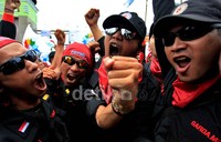 Para pendemo berorasi menolak pengesahan RUU Ormas dan RUU Keamanan Nasional (Kamnas).