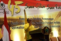 Ical berpidato di hadapan sekitar 3.000 kader Partai Golkar. Ramses/detikFoto.