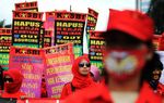 Aksi Buruh Perempuan di Bundaran HI