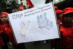 Aksi Buruh Perempuan di Bundaran HI