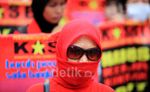 Aksi Buruh Perempuan di Bundaran HI