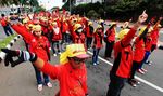 Aksi Buruh Perempuan di Bundaran HI