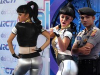 Aksi Jupe menggoda seorang polisi. (dok. detikHOT)