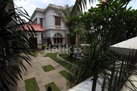 Halaman rumah tersebut tampak luas dan asri.