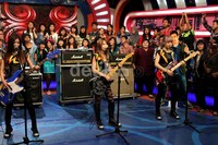 Aksi Scandal sebelum tampil di konsernya nanti malam. Gusmun/detikFoto.