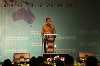 Menteri Perdagangan Gita Wirjawan menyampaikan pidatonya.