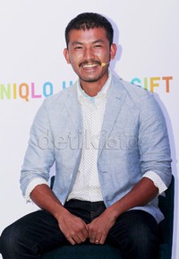 Wajah sumringah Rio. (Gus Mun/detikHOT)