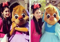 Sandra tampil manis dengan bando Minnie Mouse-nya. (Instagram)