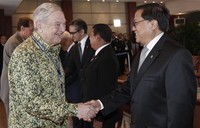George Soros menyampaikan sejumlah pemikiran dan memberikan penghargaan Indonesia mengenai konsep REDD+ dan bagaimana pada akhirnya nanti peran provinsi. Abror Rizki/Setpres.