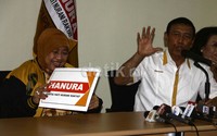 Ketua Umum Hanura Wiranto menyambut dengan baik atas bergabungnya Lily Wahid ke Hanura. Ramses/detikFoto.
