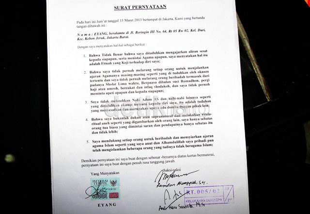 Ini Surat Pernyataan Eyang Subur