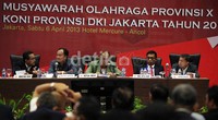 Sidang pemungutan suara Musyawarah Olahraga Provinsi (Musorprov) ke-X yang diselenggarakan di Hotel Mercure Ancol, jakarta, Sabtu (06/04) malam, sempat terjadi ketegangan saat calon Ketum Yudhi Suyoto mengundurkan diri.