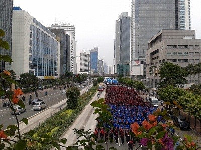 Buruh Demo Depan Kemenko Kesra, Jalan Merdeka Barat Dialihkan